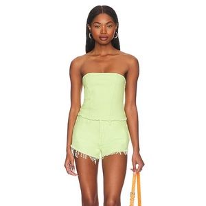 Superdown denim outfit in Lime. Top and bottom sold together